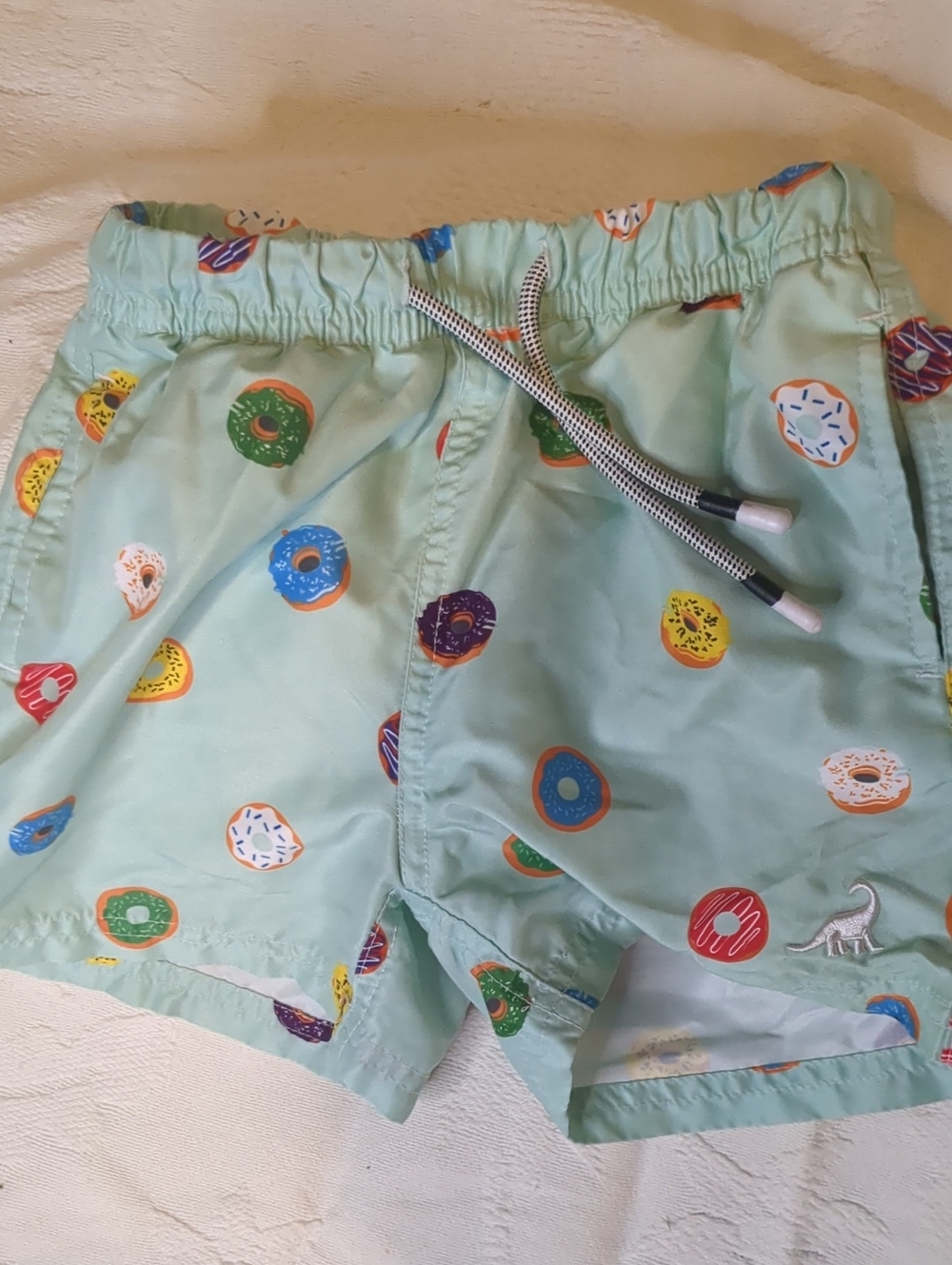 Boy’s Mint Donut-Print Swim Trunk